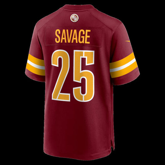 W.Commanders #25 Darnell Savage Burgundy Team Game Stitched American Football Jerseys CustomName