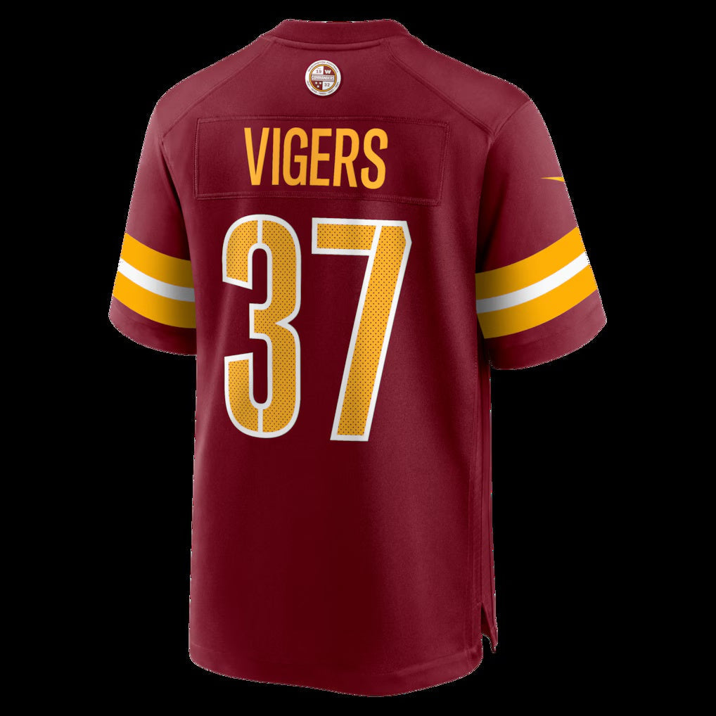 W.Commanders #37 Car'lin Vigers Burgundy Team Game Stitched American Football Jerseys CustomName