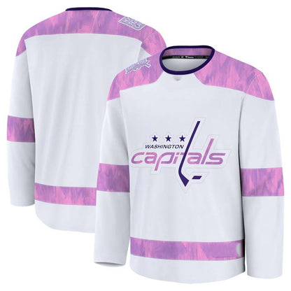 W.Capitals Fanatics 2024 Hockey Fights Cancer Practice Jersey - White Stitched American Hockey Jerseys CustomName