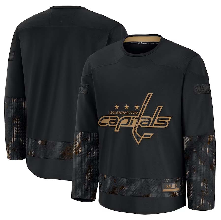 W.Capitals Fanatics 2024 Military Appreciation Practice Jersey - Black Stitched American Hockey Jerseys CustomName