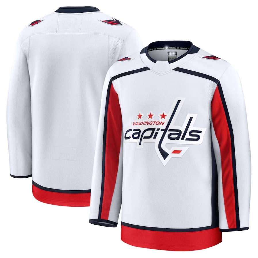 W.Capitals Fanatics Away Premium Jersey - White Stitched American Hockey Jerseys CustomName