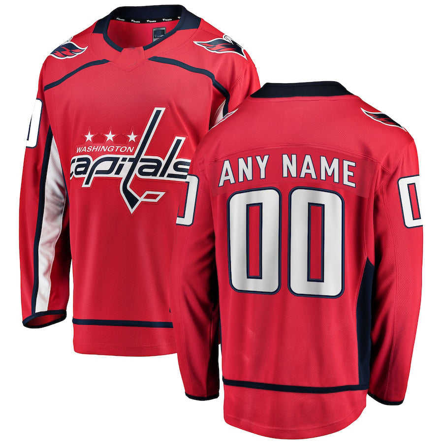 Custom W.Capitals Fanatics Branded Home Breakaway Red Stitched American Hockey Jerseys CustomName