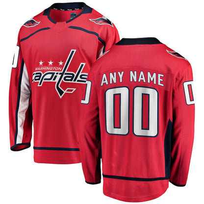 Custom W.Capitals Fanatics Branded Home Breakaway Red Stitched American Hockey Jerseys CustomName