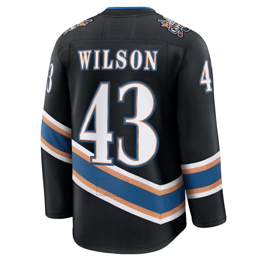 W.Capitals #43 Tom Wilson Fanatics Alternate 50th Anniversary Premium Jersey - Black Stitched American Hockey Jerseys CustomName