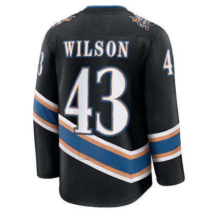 W.Capitals #43 Tom Wilson Fanatics Alternate 50th Anniversary Premium Jersey - Black Stitched American Hockey Jerseys CustomName