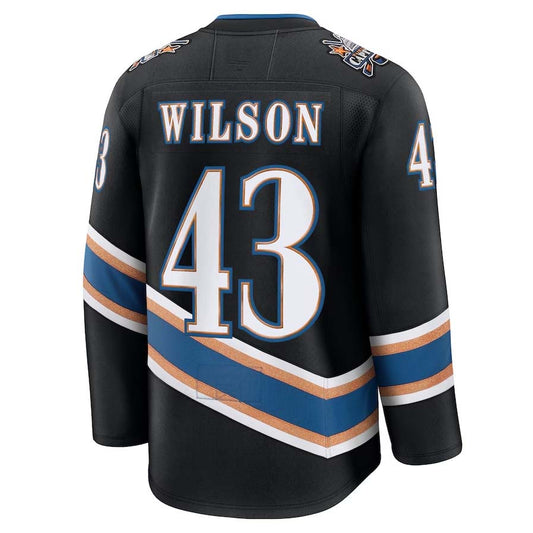 W.Capitals #43 Tom Wilson Fanatics Alternate 50th Anniversary Premium Jersey - Black Stitched American Hockey Jerseys CustomName