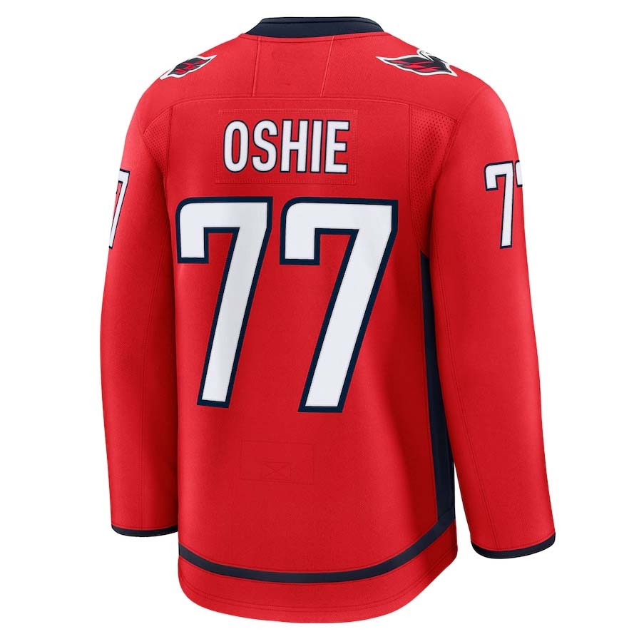 W.Capitals #77 TJ Oshie Fanatics Home Premium Jersey - Red Stitched American Hockey Jerseys CustomName