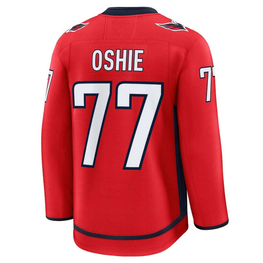 W.Capitals #77 TJ Oshie Fanatics Home Premium Jersey - Red Stitched American Hockey Jerseys CustomName