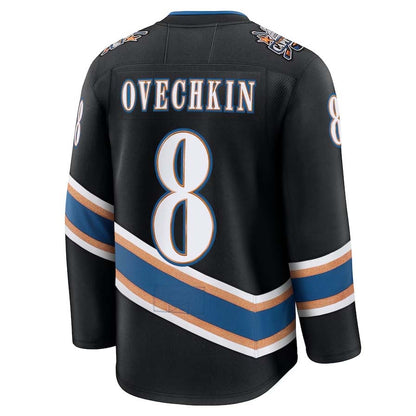 W.Capitals #8 Alexander Ovechkin Fanatics Alternate 50th Anniversary Premium Jersey - Black Stitched American Hockey Jerseys CustomName