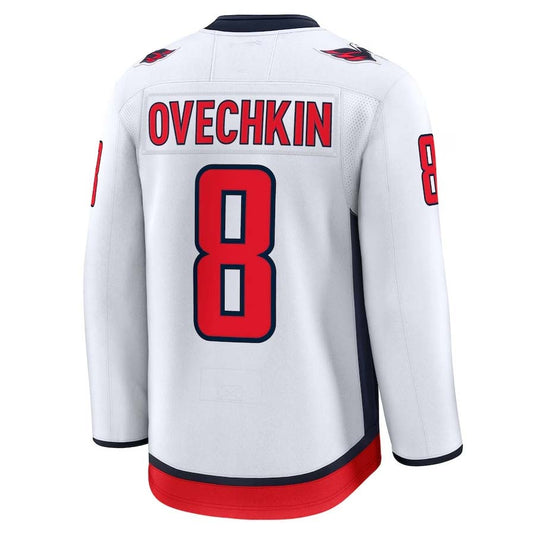 W.Capitals #8 Alexander Ovechkin Fanatics Away Premium Jersey - White Stitched American Hockey Jerseys CustomName
