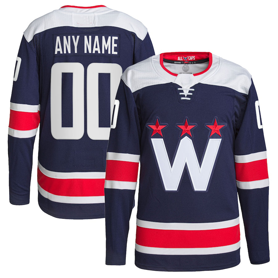 Custom W.Capitals Alternate Authentic Pro Jersey Navy Stitched American Hockey Jerseys CustomName