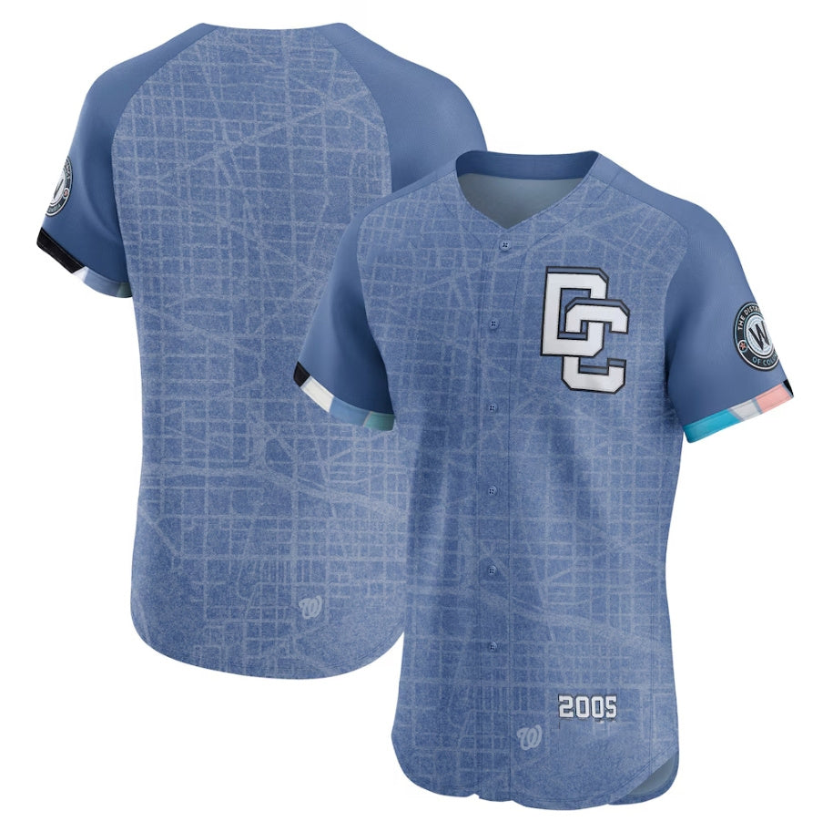 Washington Nationals Blue 2025 City Connect Elite Stitched Baseball Jersey
