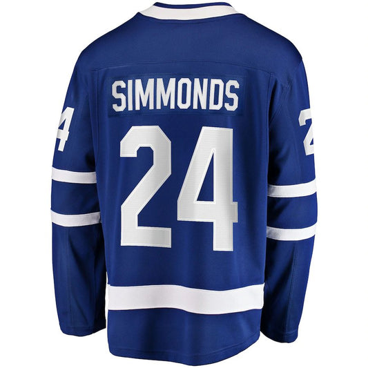 T.Maple Leafs #24 Wayne Simmonds Fanatics Branded Home Breakaway Jersey Blue Stitched American Hockey Jerseys CustomName
