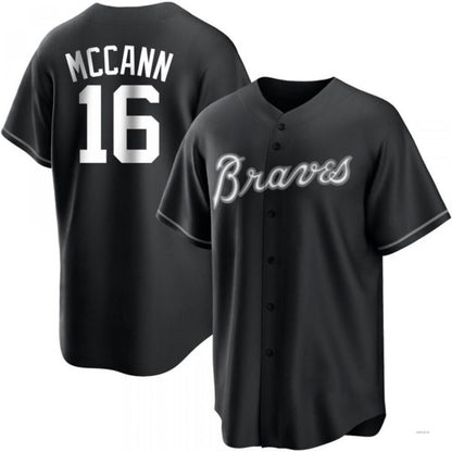 Atlanta Braves #16 Brian McCann White Black Jersey Stitches Baseball Jerseys