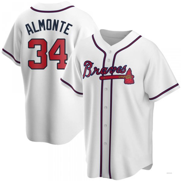 Atlanta Braves #34 AbCustomName2025m Almonte  White Home Jersey Stitches Baseball Jerseys
