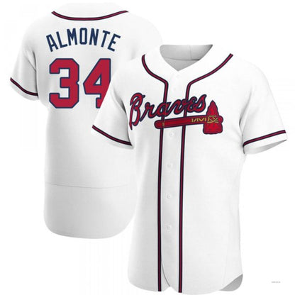 Atlanta Braves #34 AbCustomName2025m Almonte White Home Jersey Stitches Baseball Jerseys