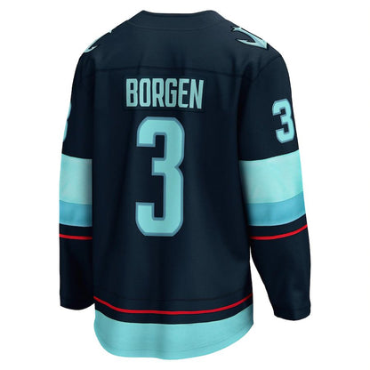 S.Kraken #3 Will Borgen Fanatics Branded Home Breakaway Player Jersey Blue Stitched American Hockey Jerseys CustomName