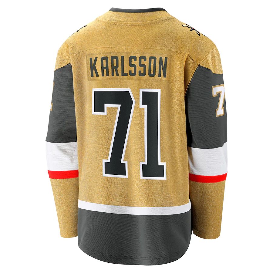 V.Golden Knights #71 William Karlsson Fanatics Branded 2020-21 Home Premier Breakaway Player Jersey Gold Hockey Jerseys CustomName