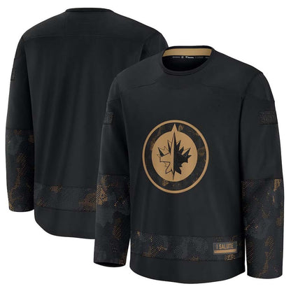 W.Jets Fanatics 2024 Military Appreciation Practice Jersey - Black Stitched American Hockey Jerseys CustomName