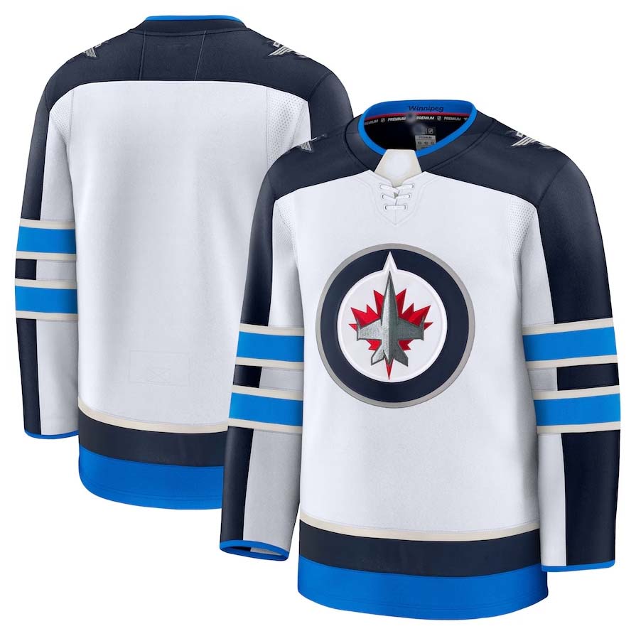 W.Jets Fanatics Away Premium Jersey - White Stitched American Hockey Jerseys CustomName