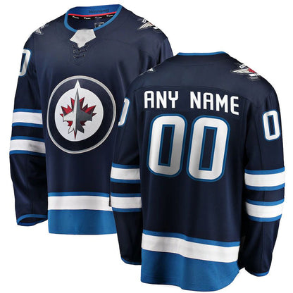Custom W.Jets Fanatics Branded Home Breakaway  Navy Stitched American Hockey Jerseys CustomName