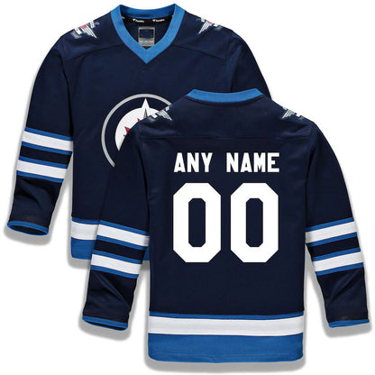 Custom W.Jets Fanatics Branded Home Replica Navy Stitched American Hockey Jerseys CustomName