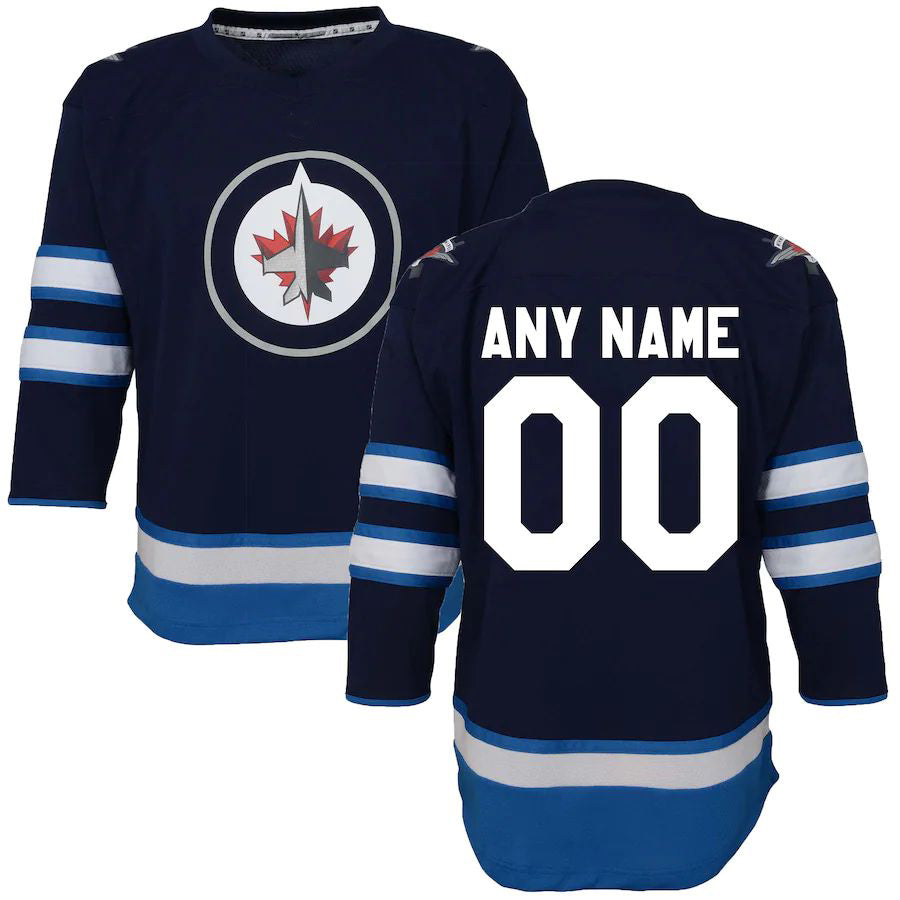 Custom W.Jets Toddler Home Replica Navy Stitched American Hockey Jerseys CustomName
