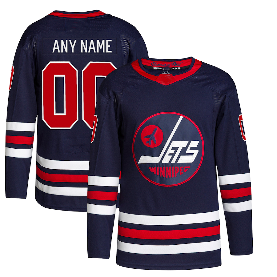 Custom W.Jets 202-22 Alternate Primegreen Authentic Pro Jersey Navy Stitched American Hockey Jerseys CustomName