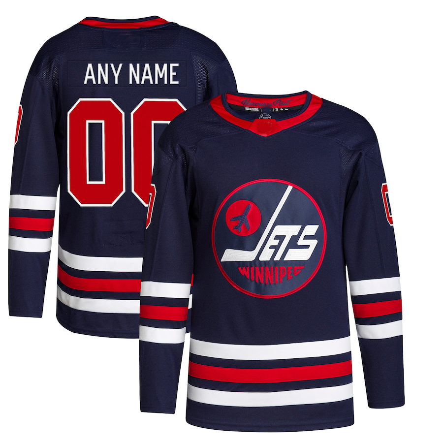 Custom W.Jets 2021-22 Alternate Primegreen Authentic Pro Custom Jersey Navy Stitched American Hockey Jerseys CustomName