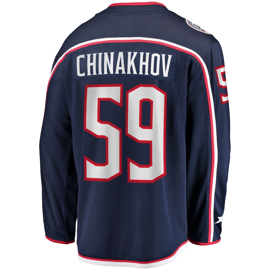 C.Blue Jackets #59 Yegor Chinakhov Fanatics Branded Home Breakaway Player Jersey Navy Stitched American Hockey Jerseys CustomName
