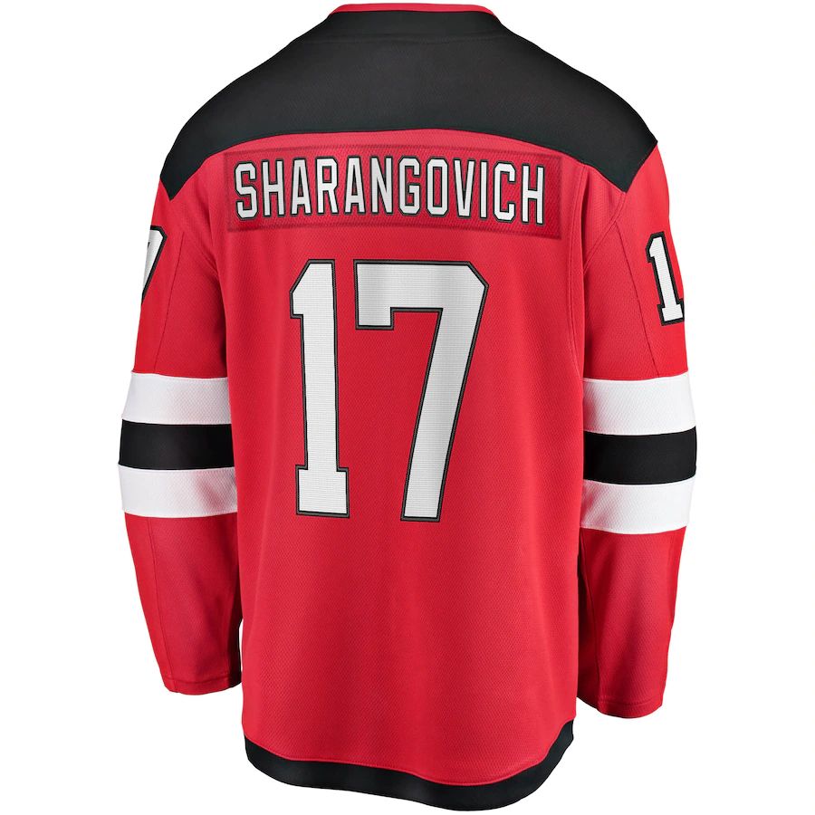 NJ.Devils #17 Yegor Sharangovich Fanatics Branded 2017-18 Home Breakaway Replica Jersey  Red Stitched American Hockey Jerseys CustomName