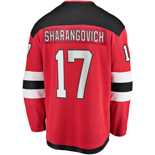 NJ.Devils #17 Yegor Sharangovich Fanatics Branded 2017-18 Home Breakaway Replica Jersey  Red Stitched American Hockey Jerseys CustomName