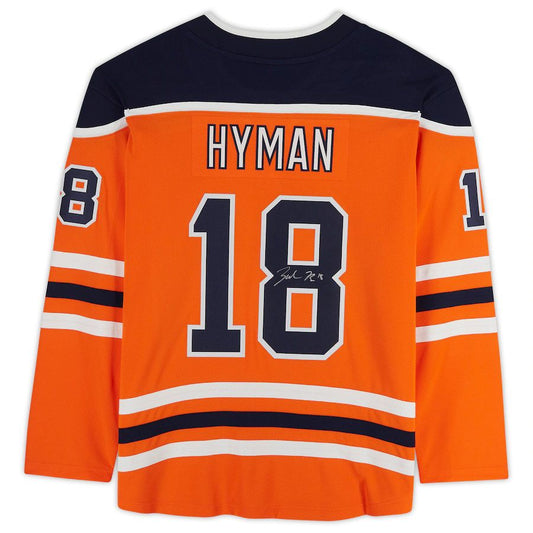 E.Oilers #18 Zach Hyman Fanatics Authentic Autographed Fanatics Breakaway Jersey Orange Stitched American Hockey Jerseys CustomName