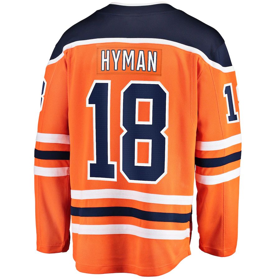 E.Oilers #18 Zach Hyman Fanatics Branded Breakaway Player Jersey Orange Stitched American Hockey Jerseys CustomName