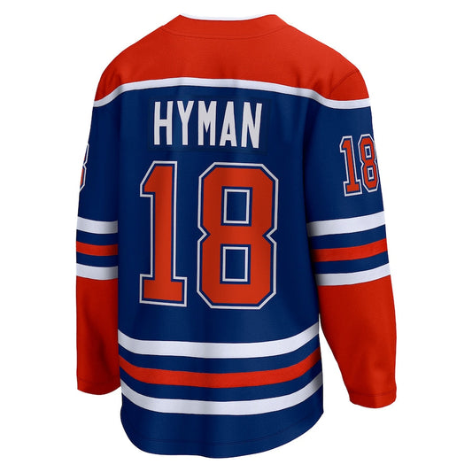 E.Oilers #18 Zach Hyman Fanatics Branded Home Breakaway Player Jersey  Royal Stitched American Hockey Jerseys CustomName