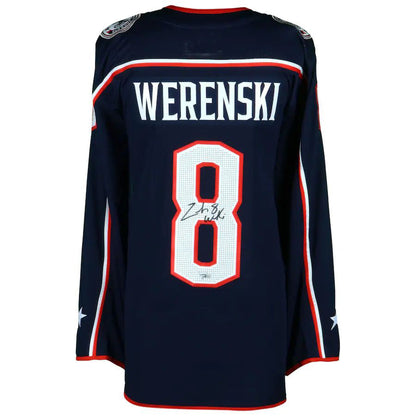 C.Blue Jackets #8 Zach Werenski Fanatics Authentic Autographed Jersey Navy Stitched American Hockey Jerseys CustomName