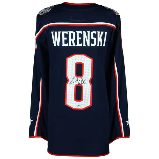 C.Blue Jackets #8 Zach Werenski Fanatics Authentic Autographed Jersey Navy Stitched American Hockey Jerseys CustomName