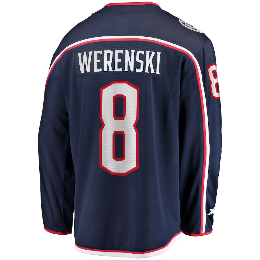 C.Blue Jackets #8 Zach Werenski Fanatics Branded Home Premier Breakaway Player Jersey Navy Stitched American Hockey Jerseys CustomName