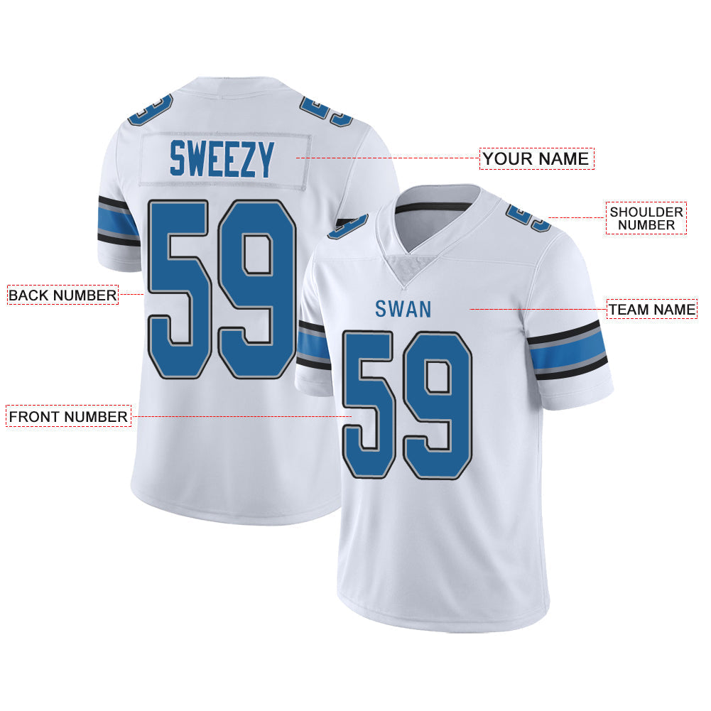 Custom D.Lions Stitched American Football Jerseys Personalize Birthday Gifts White Jersey