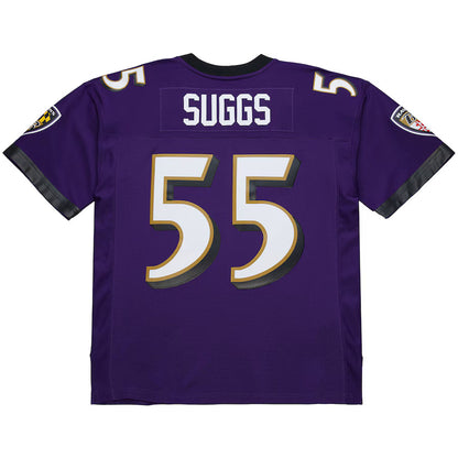 B.Ravens #55Terrell Suggs Mitchell & Ness Purple 2003 Legacy Replica Jersey