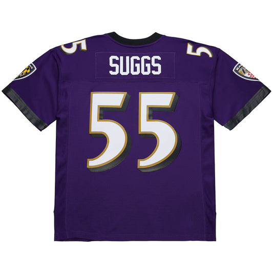 B.Ravens #55Terrell Suggs Mitchell & Ness Purple 2003 Legacy Replica Jersey